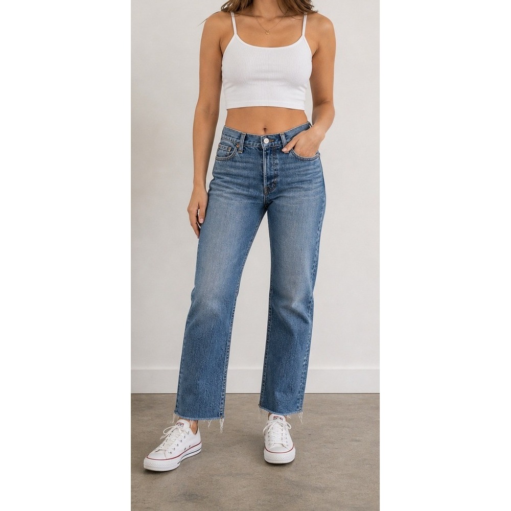 Levi's 542‎ Jeans Women 31x30 Low Rise Straight Leg Raw Hem Y2K Vintage Wash